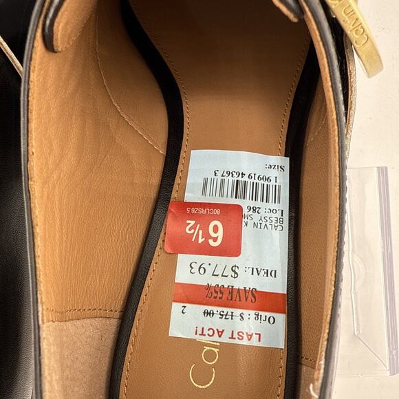 CALVIN KLEIN Womens Bessy Smooth Calf Black Patent Buckle Slip On Loafers Sz 6.5 - Picture 6 of 12